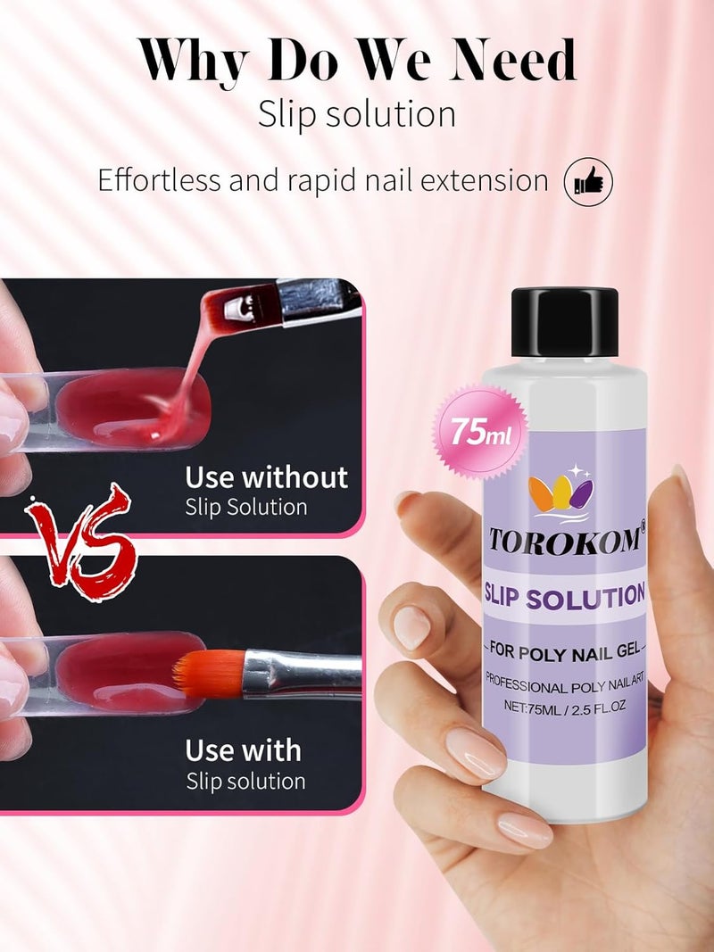 TOROKOM Poly Gel Nail Forms Kit for Toes - 150PCS Reusable Dual Toenail Forms for Builder Gel, Toe Nail Kit with 2.5oz Slip Solution, Brush, File, 5PCS Clips - 15 Sizes - Image 3